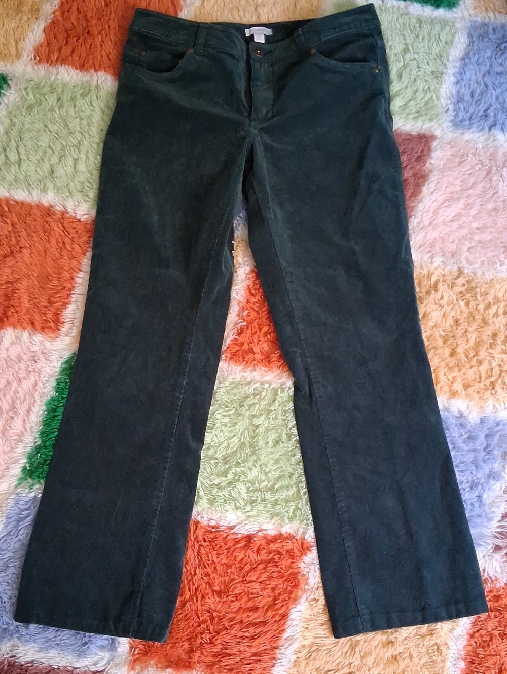 Women’s Dark Green Corduroy Pants- Classic Straight Fit